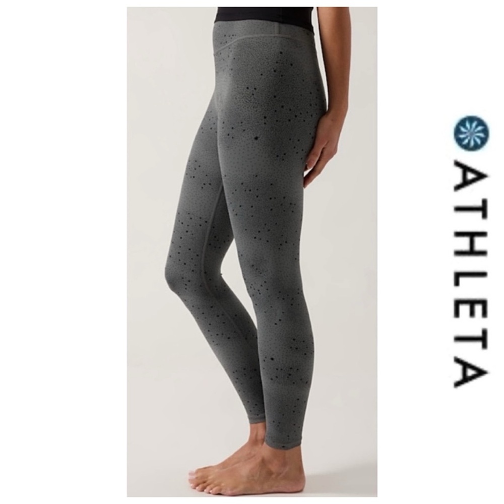 🔥NWTS-$110 ATHLETA Transcend 7/8 Tights M Luxe Fabric Stars Grey Leggings M